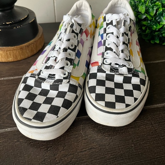 Vans Old Skool Rainbow Black White Checkerboard Checkered Shoes Size 6 - Picture 2 of 14